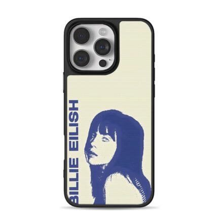 Billie Eilish blue retro portrait iPhone 16 Pro Max Black Case