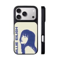 Billie Eilish blue retro portrait iPhone 17 Pro Max Black Case