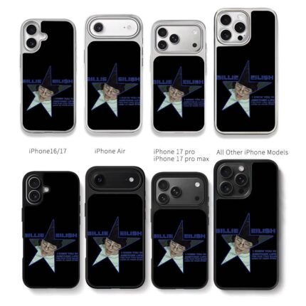 Billie Eilish blue star design Chris Brown Phone Case Black Electroplated Silver For Iphone 11 To 17