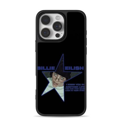 Billie Eilish blue star design iPhone 16 Pro Max Black Case