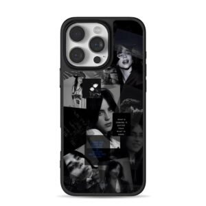 Billie Eilish bw collage iPhone 16 Pro Max Black Case