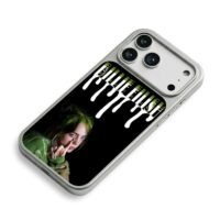 Billie Eilish face drip text iPhone 17 Pro Max Electroplated Silver Case2