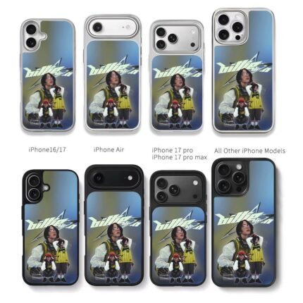 Billie Eilish fan art collage Chris Brown Phone Case Black Electroplated Silver For Iphone 11 To 17
