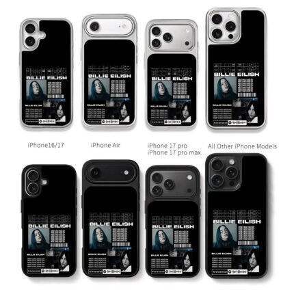 Billie Eilish fan art collage Chris Brown Phone Case Black Electroplated Silver For Iphone 11 To 17