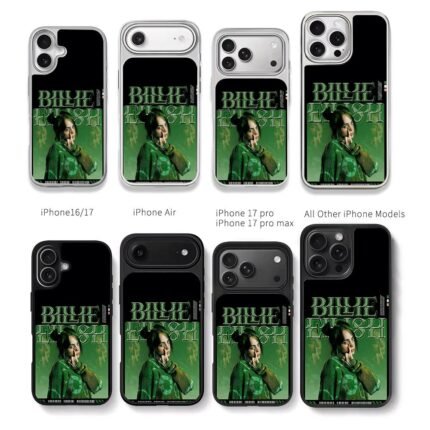 Billie Eilish green art poster Chris Brown Phone Case Black Electroplated Silver For Iphone 11 To 17