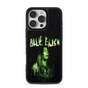 Billie Eilish green neon portrait iPhone 16 Pro Max Black Case