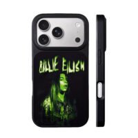 Billie Eilish green neon portrait iPhone 17 Pro Max Black Case