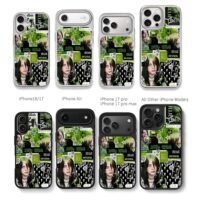 Billie Eilish green stars art Chris Brown Phone Case Black Electroplated Silver For Iphone 11 To 17
