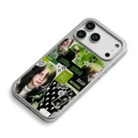 Billie Eilish green stars art iPhone 17 Pro Max Electroplated Silver Case2