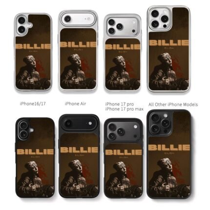 Billie Eilish halftone print Chris Brown Phone Case Black Electroplated Silver For Iphone 11 To 17