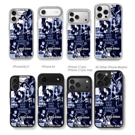 Billie Eilish Lana Rey collage Chris Brown Phone Case Black Electroplated Silver For Iphone 11 To 17
