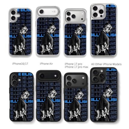 Billie Eilish mic repeat name Chris Brown Phone Case Black Electroplated Silver For Iphone 11 To 17