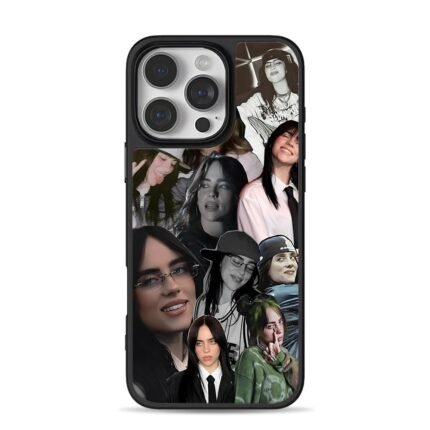 Billie Eilish multiple photo collage iPhone 16 Pro Max Black Case