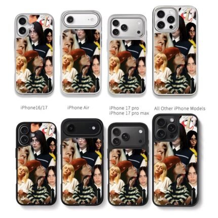 Billie Eilish photo collage Chris Brown Phone Case Black Electroplated Silver For Iphone 11 To 17
