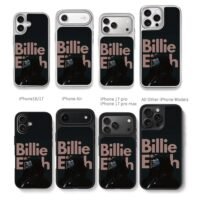 Billie Eilish profile and name Chris Brown Phone Case Black Electroplated Silver For Iphone 11 To 17
