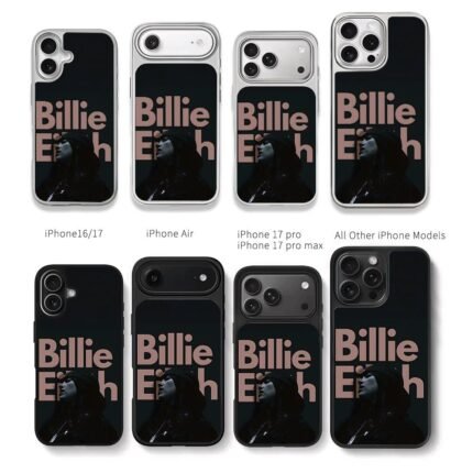 Billie Eilish profile and name Chris Brown Phone Case Black Electroplated Silver For Iphone 11 To 17