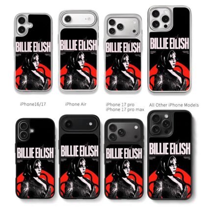 Billie Eilish red black poster Chris Brown Phone Case Black Electroplated Silver For Iphone 11 To 17