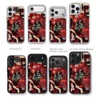 Billie Eilish red collage art Chris Brown Phone Case Black Electroplated Silver For Iphone 11 To 17