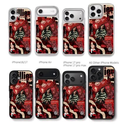 Billie Eilish red collage art Chris Brown Phone Case Black Electroplated Silver For Iphone 11 To 17