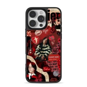 Billie Eilish red collage art iPhone 16 Pro Max Black Case