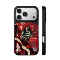Billie Eilish red collage art iPhone 17 Pro Max Black Case