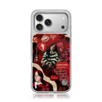Billie Eilish red collage art iPhone 17 Pro Max Electroplated Silver Case1