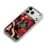 Billie Eilish red collage art iPhone 17 Pro Max Electroplated Silver Case2