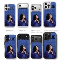 Billie Eilish repeat text blue Chris Brown Phone Case Black Electroplated Silver For Iphone 11 To 17