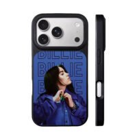 Billie Eilish repeat text blue iPhone 17 Pro Max Black Case