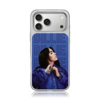 Billie Eilish repeat text blue iPhone 17 Pro Max Electroplated Silver Case1