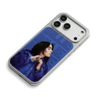 Billie Eilish repeat text blue iPhone 17 Pro Max Electroplated Silver Case2