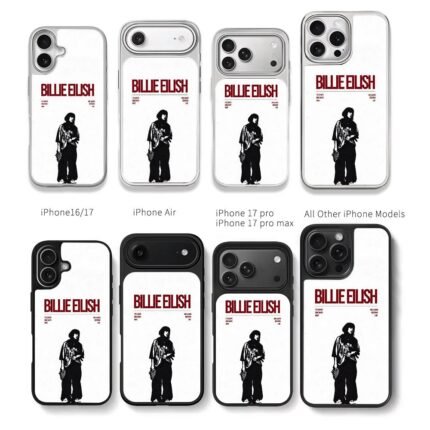 Billie Eilish silhouette art Chris Brown Phone Case Black Electroplated Silver For Iphone 11 To 17