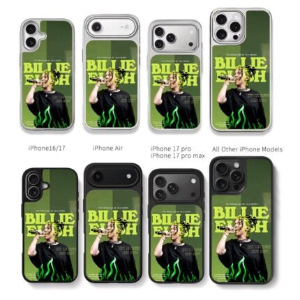 Billie Eilish sing on green Chris Brown Phone Case Black Electroplated Silver For Iphone 11 To 17
