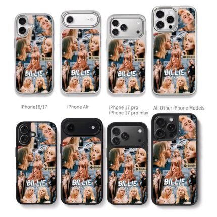 Billie Eilish sparkly collage Chris Brown Phone Case Black Electroplated Silver For Iphone 11 To 17