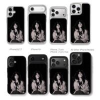 Billie Eilish with mic lyrics Chris Brown Phone Case Black Electroplated Silver For Iphone 11 To 17
