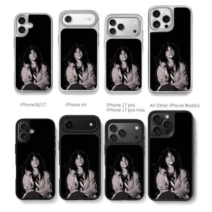 Billie Eilish with mic lyrics Chris Brown Phone Case Black Electroplated Silver For Iphone 11 To 17