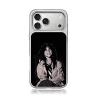 Billie Eilish with mic lyrics iPhone 17 Pro Max Electroplated Silver Case1