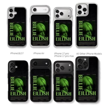 BillieEilishgreenHTEverprint Chris Brown Phone Case Black Electroplated Silver For Iphone 11 To 17