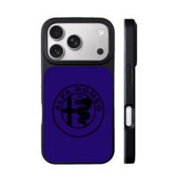 Black Alfa Romeo badge on dark blue background iPhone 17 Pro Max Black Case