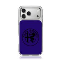 Black Alfa Romeo badge on dark blue background iPhone 17 Pro Max Electroplated Silver Case1