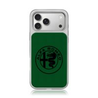 Black Alfa Romeo logo on green iPhone 17 Pro Max Electroplated Silver Case1