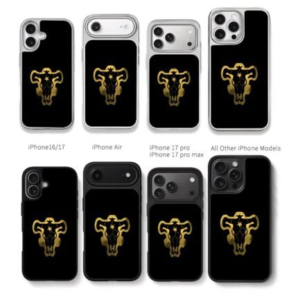 Black Bulls logo Black Clover Chris Brown Phone Case Black Electroplated Silver For Iphone 11 To 17