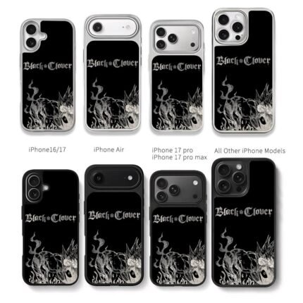 Black Clover Asta line art Chris Brown Phone Case Black Electroplated Silver For Iphone 11 To 17