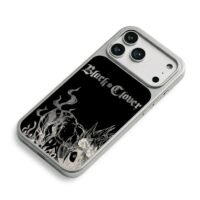 Black Clover Asta line art iPhone 17 Pro Max Electroplated Silver Case2