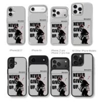 Black Clover Asta Never GiveUp Chris Brown Phone Case Black Electroplated Silver For Iphone 11 To 17