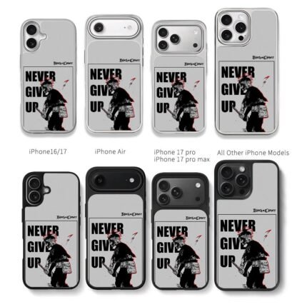 Black Clover Asta Never GiveUp Chris Brown Phone Case Black Electroplated Silver For Iphone 11 To 17