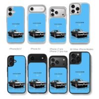 Black Dodge Charger on blue Chris Brown Phone Case Black Electroplated Silver For Iphone 11 To 17