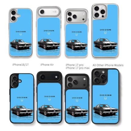 Black Dodge Charger on blue Chris Brown Phone Case Black Electroplated Silver For Iphone 11 To 17