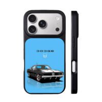 Black Dodge Charger on blue iPhone 17 Pro Max Black Case