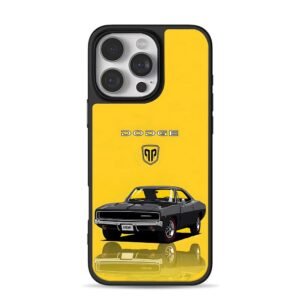 Black Dodge muscle car yellow iPhone 16 Pro Max Black Case